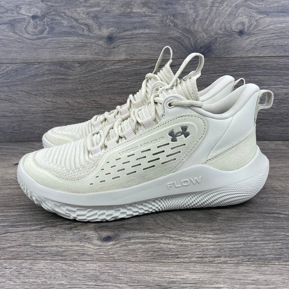 Under Armour Flow Basketball Shoes Women's Size 9.5 Cream White Sneakers 3028342 - Picture 1 of 10